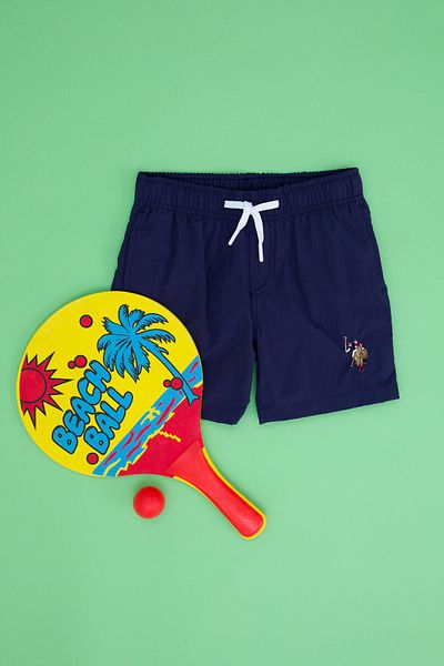 U.S. Polo Assn. Șort de baie cu talie ajustabilă si imprimeu logo