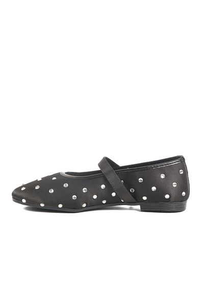 Aspor Black Stone Textile Women's Ballerinas