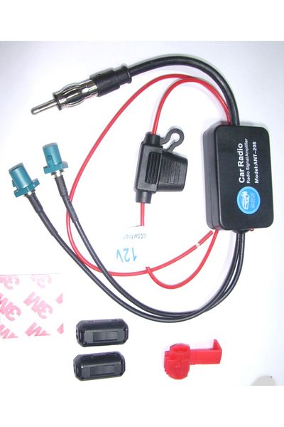 Autoline Radio Antenna Signal Booster with Double Fakra Universal Socket (2 Fakra 1 Universal Socket Input)