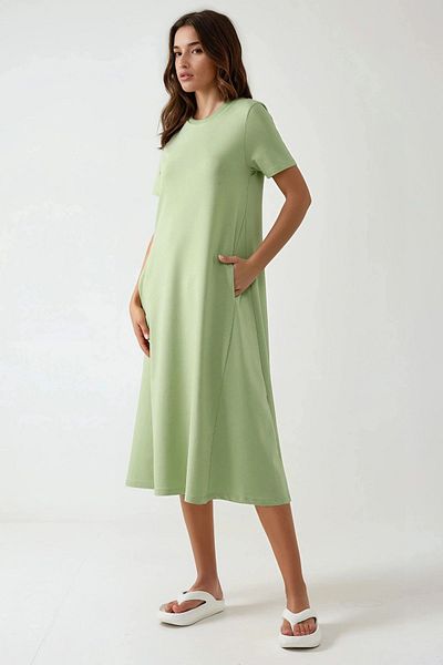 Hiccup Round Neck Short Sleeve Basic Midi Dress
