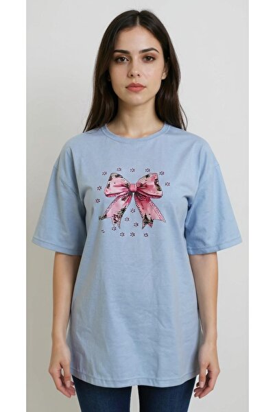 KOZİA OUTDOORS Μπλουζάκι με ροζ φιόγκο και στάμπα, βασικό σχέδιο, μεγέθη s-m-...