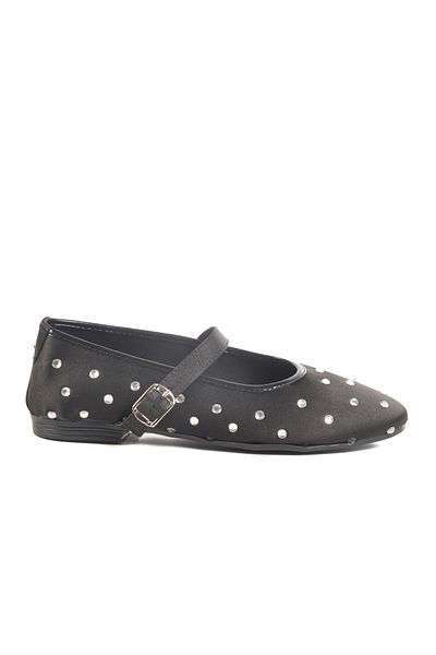 Aspor Black Stone Textile Women's Ballerinas