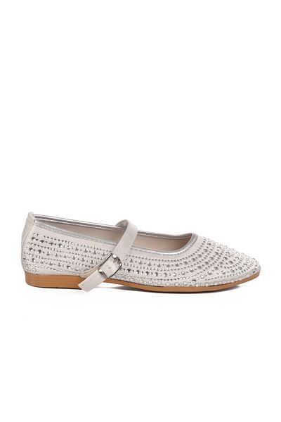Aspor Silver Stone Textile Women's Ballerinas