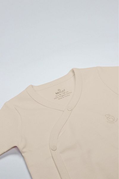 Budi Organic Natural Basic Style Double Breasted Half Sleeve Body Bs17101 Beige