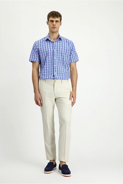 Kiğılı Short Sleeve Regular Fit Plaid Cotton Shirt