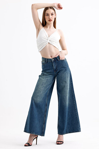 Denim Republic Women's Blue Flare Jeans Trousers Spanish Leg