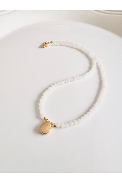 DEVİ fashion Natural Stone Drop Pendant 45 cm