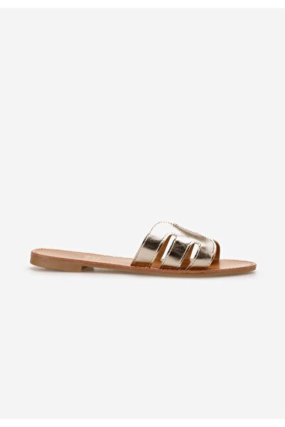 B T Shoes Strina gold flat slippers