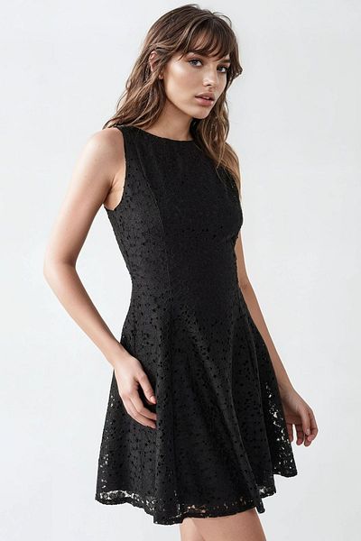 Hiccup Round Neck Lace Mini Dress