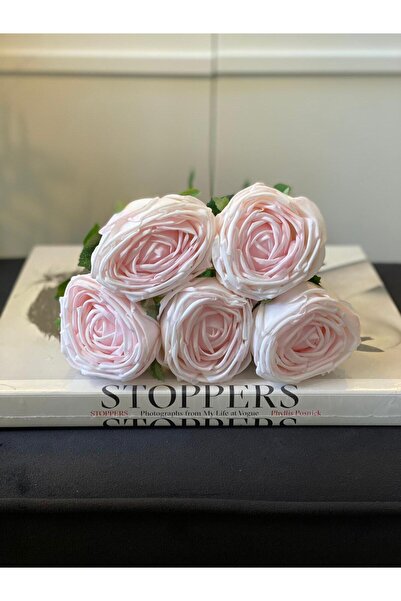 Dekordan House Yapay 1. Kalite 5 Dal Pudra Islak Gül (45cm)