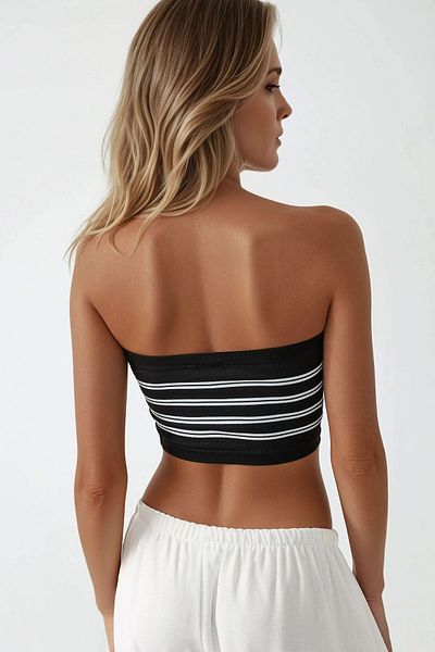 Hiccup Strapless Striped Short Top