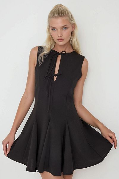 Hiccup Round Neck Slim Fit Mini Dress