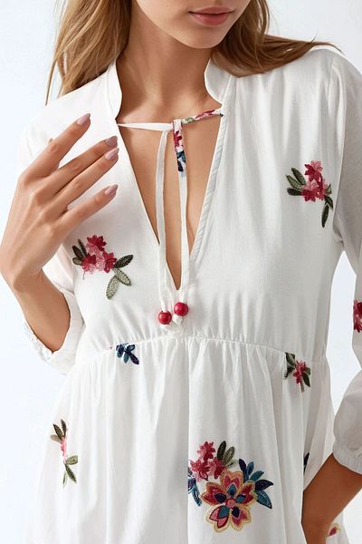 Hiccup Patterned V-Neck Mini Dress