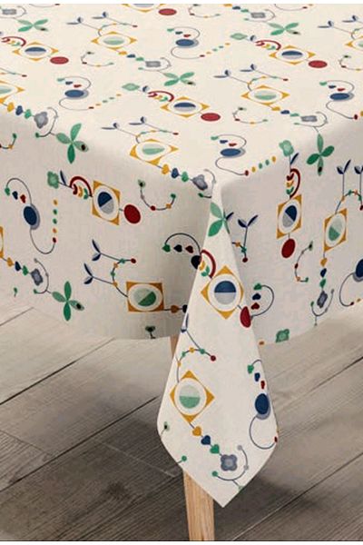 Blue Home Table Cloth Fiber Lined Pvc Non-Slip Stain Resistant Erasable Mirella Pattern Color No: 211 a