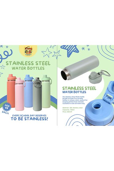 esabela Water Bottle for Kids, 720ml Kids Water Bottle for School, Double Wall Insulated Water Flask