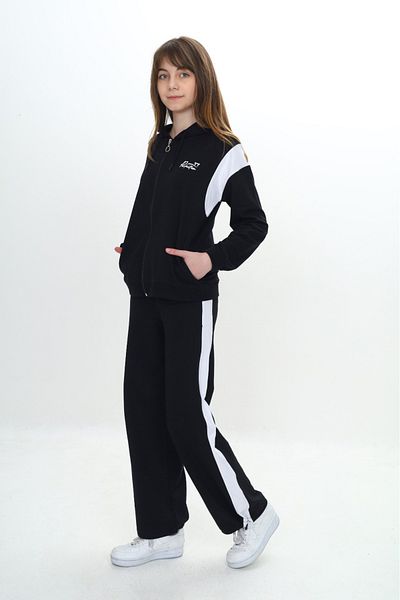 Toontoy Girl's Zippered Garni Detailed Tracksuit Set