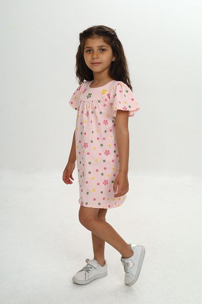 Toontoy Girl's Colorful Floral Embroidered Dress
