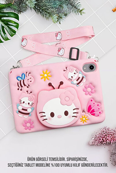 TEKNETSTORE Samsung Galaxy Tab A9 8.7 (2023) Sm-X110 Compatible Kids Case with Strap Stand Fun