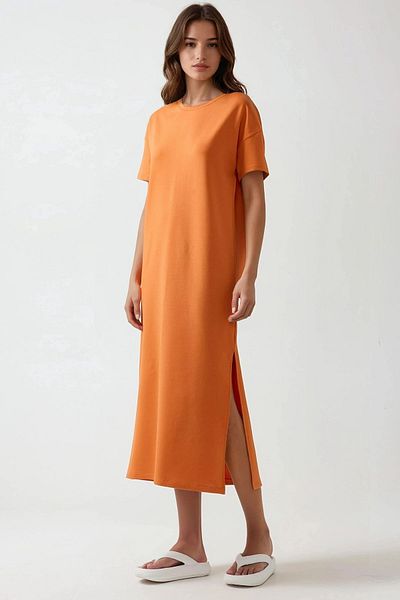 Hiccup Round Neck Relaxed Cut Midi Dress
