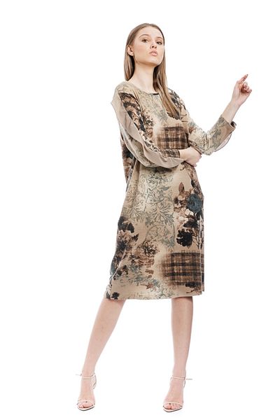 RVL Floral print dress with ruffle on the shoulder