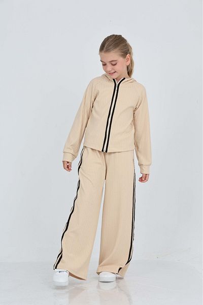 Toontoy Girl's Stripe Detailed Tracksuit Set