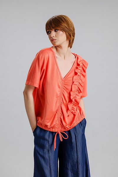 RVL Salmon blouse with lace