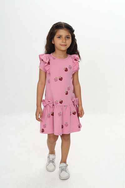 Toontoy Girl's Bow Heart Printed Dress