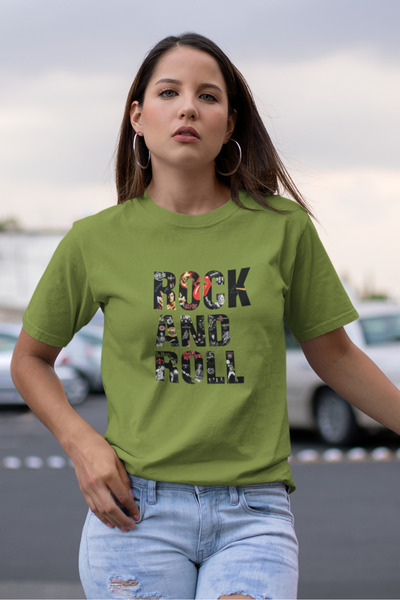 Butik تي شيرت روك آند رول مطبوع / نسائي متعدد الألوان 100% قطن بقصة عادية ومريحة