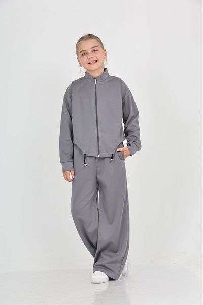 Toontoy Girl's Oval Cut Detailed Tracksuit Set