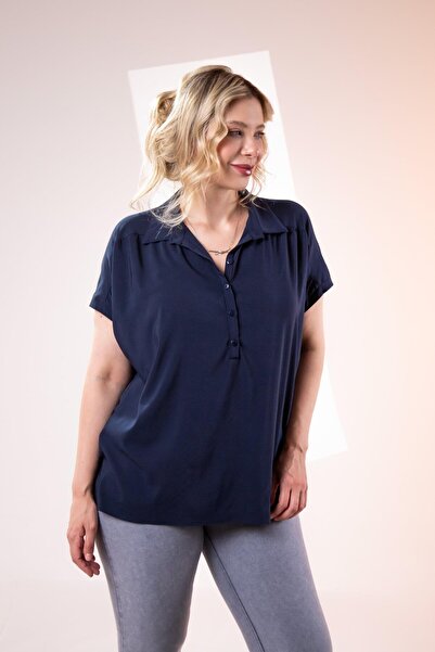 Roxxlen Μπλούζα με λεπτομέρεια με κουμπιά σε μεγάλο μέγεθος, λιλά