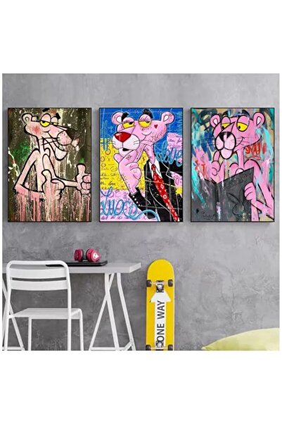 Generic لوحة قماشية أنيقة من BPA بتصميم النمر الوردي، ملصقات ومطبوعات فنية جد...