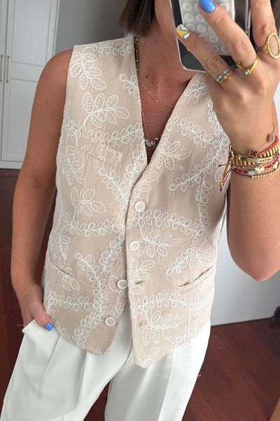 Suzi Embroidered Lined Vest 28906