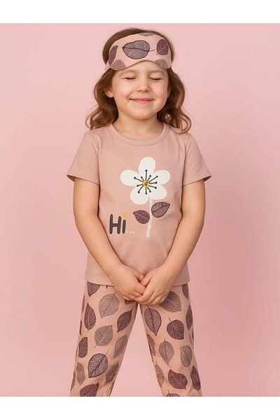Zekids Girls' Cotton Short Sleeve Floral Patterned Pajamas Set (Sleep Headband Included)