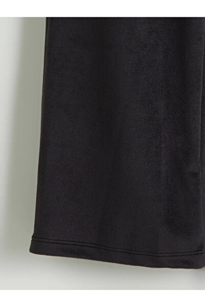 LC Waikiki LCW ECO Siyah Beli Lastikli Kız Çocuk Kadife Eşofman Altı