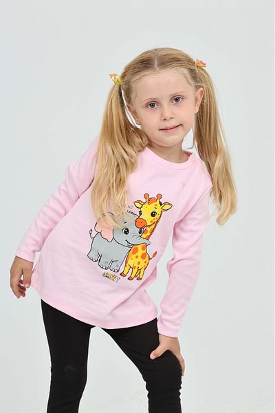 Toontoy Girl's Giraffe Elephant Printed Sweatshirt