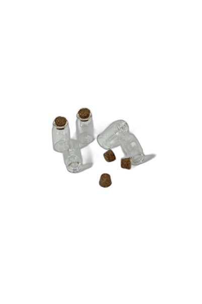 Germag Set de 5 sticle de sticlă cu dop de plută – 2,2×4,5 cm, ideale pentru decorațiuni, uleiuri sau condimente