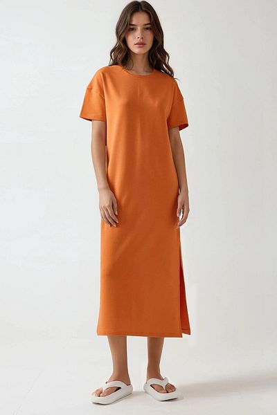 Hiccup Round Neck Relaxed Cut Midi Dress