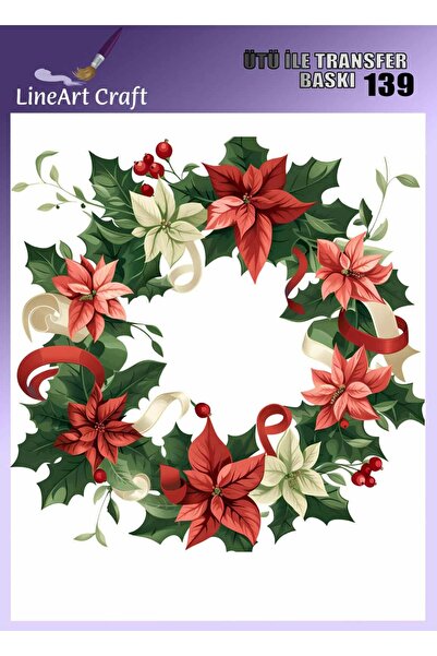 LİNEART Çiçekli Kapı Süsü Desenli Ütü İle Transfer Baskı & Kumaş Transfer No:...