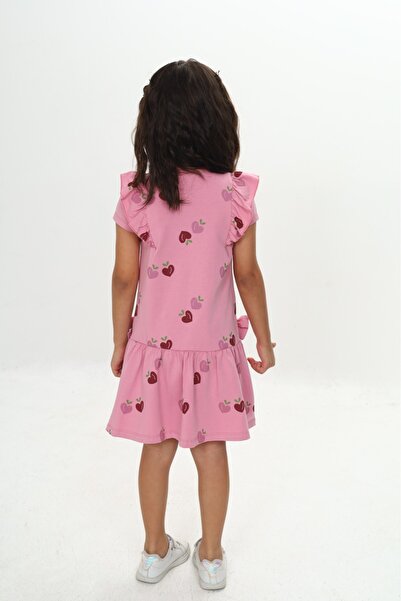Toontoy Girl's Bow Heart Printed Dress