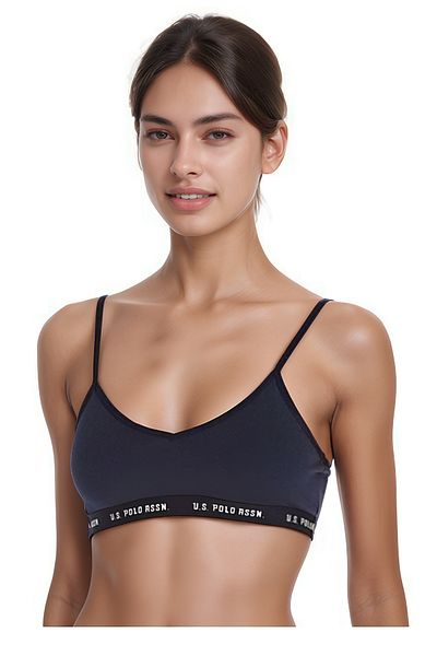 U.S. Polo Assn. Women's Cotton Sports Bustier - Comfortable Fit with Thin Straps