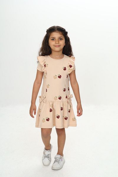 Toontoy Girl's Bow Heart Printed Dress