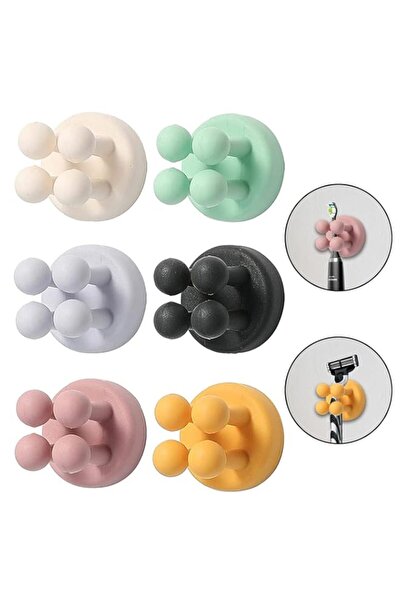 Generic حامل فرشاة أسنان سيليكون من يوروتشي، 6 قطع، مثبت على الحائط، مقاوم لل...