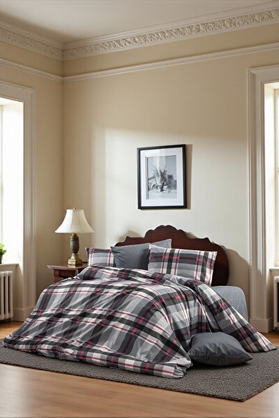 BBY HOME & DESIGN Duvet Cover Set, Double Size, 1 Duvet Cover, 2 Pillowcases, 1 Fitted Sheet, Sare Series Line