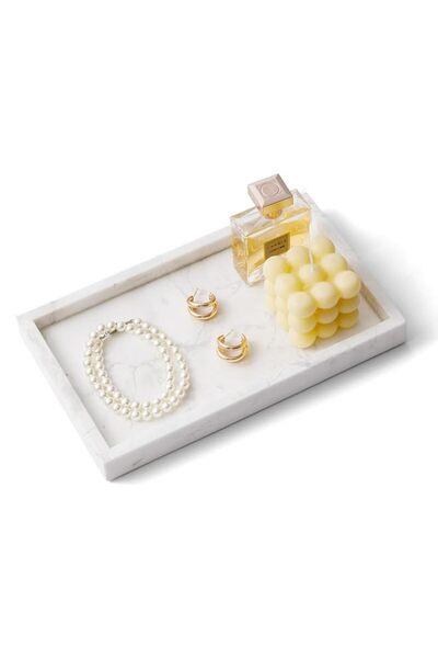 Generic صينية رخامية من WORHE إيطاليا للمجوهرات والعطور ومستحضرات التجميل وال...