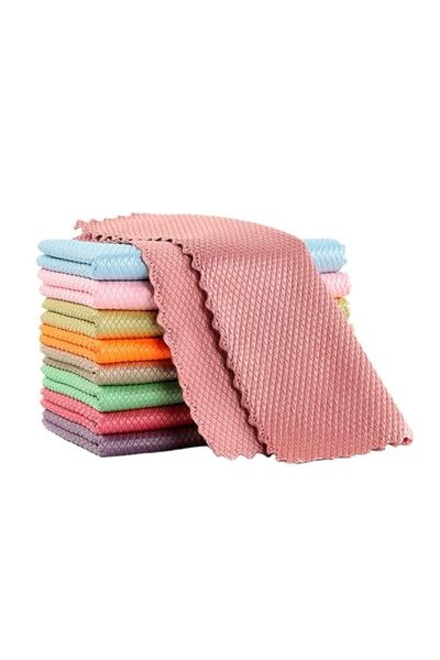 Generic TERRIFI 10pcs Fish Scale Microfiber Cleaning Cloths, Nanoscale Lint-F...