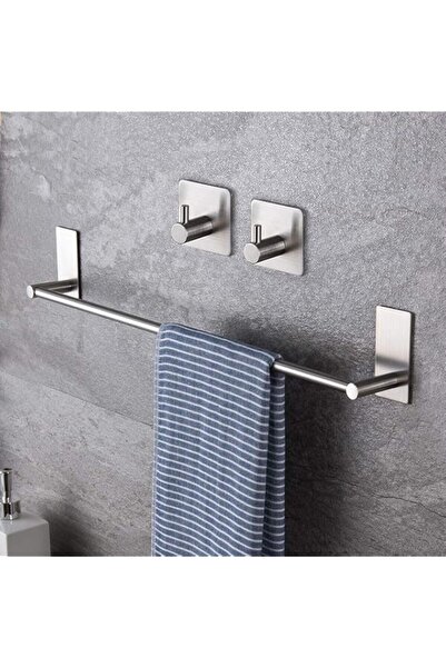 Generic حامل مناشف HOUSLET مع عبوتين من خطافات لاصقة سوداء مقاس 16 بوصة لرف مناشف اليد