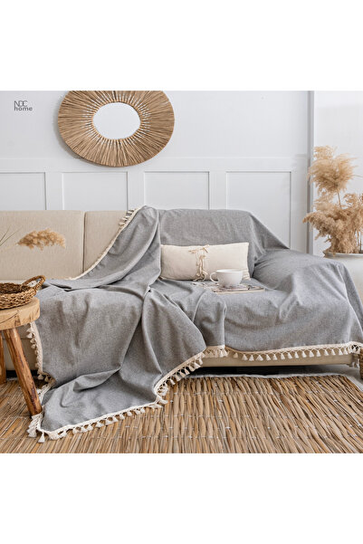 NDC HOME Gri Antrasit Keten Koltuk Örtüsü[170 x 220]
