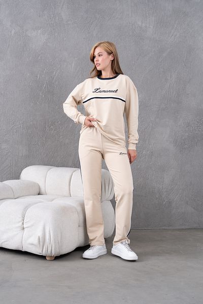 Lamanuel Crew Neck Striped Embroidered Tracksuit Set