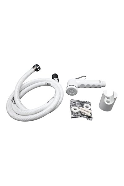 Generic AZTON_S-3025 طقم رشاش بيديه محمول من بلاستيك ABS أبيض فاخر - خرطوم PV...