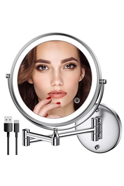 Generic Rocollos Rechargeable Wall Mounted Lighted Makeup Mirror Chrome, 8 In...